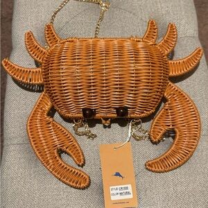 Tommy Bahama Wicker Crab Crossbody Bag With Gold Chain